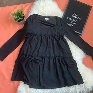 🆕 TOBI LONG SLEEVE BLACK RUFFLED DRESS WOMEN S